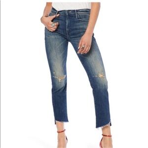 MOTHER Rascal Ankle Step Fray Jeans Women 24 Blue